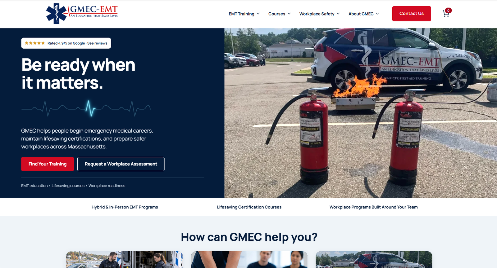 GMEC-EMT homepage - desktop view