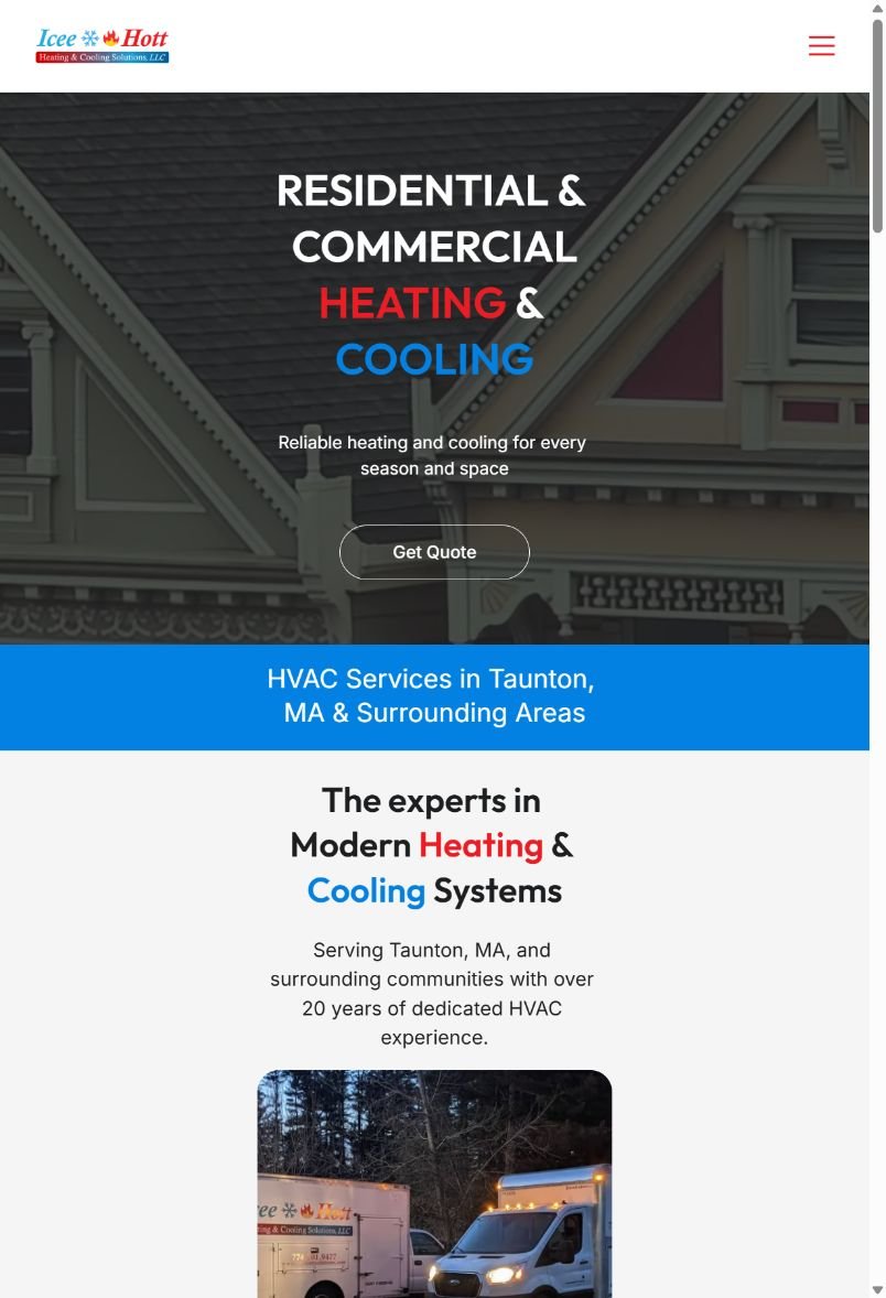 Icee Hott Solutions tablet website view